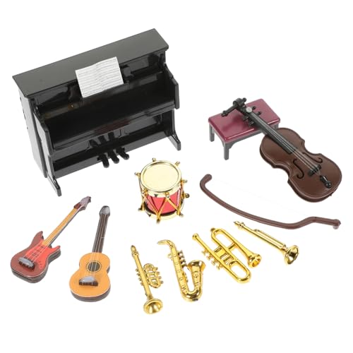 Toyvian 11 Teiliges Miniatur Instrumente Set Für Puppenhaus Lustige Spielzeuge Für Puppenhaus Zubehör Mit Gitarre Klavier Trommel Und Mehr von Toyvian