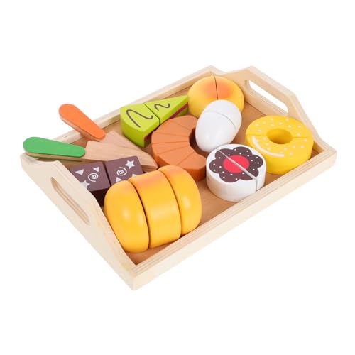 Toyvian 11st Spielzeugset Supermarkt-einkaufsspiel Küchenzubehör Für Kinder Lernspielzeug Für Simulationen Spielset Mit Essen Für Kinder Dessertkuchen Aus Holz Essen Spielset Hölzern von Toyvian