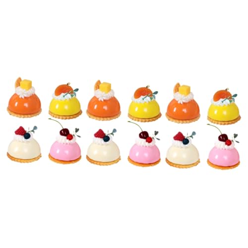 Toyvian 12 STK Kleines Kuchenmodell Realistische Kuchenspielzeuge Künstliche Nahrungsstütze Faux-Mousse-Kuchen Künstliches Lebensmittelmodell Gefälschter Nachtisch Realistischer Kuchen PVC von Toyvian