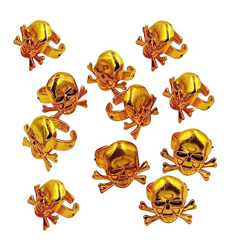 Toyvian 12 Stk Dekorative Piratenringe Ringe Für Kinder Punk-ringe Goldene Requisiten Piraten-spielset Piratenschmuck Zubehör Für Halloween-piratenkostüme Kostümringe Halloween-schädelring von Toyvian