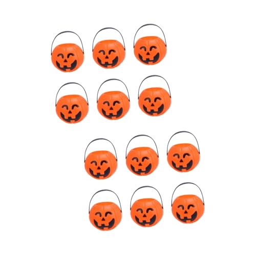 Toyvian 12 Stk Süßigkeiten Eimer Geburtstagsdekorationen Jack-O-Laterne-Eimer in loser Schüttung Jack-O-Lantern-Kürbis-Eimer Kürbis Bonbonniere Orange halloween heeloween Süßigkeitenfass von Toyvian