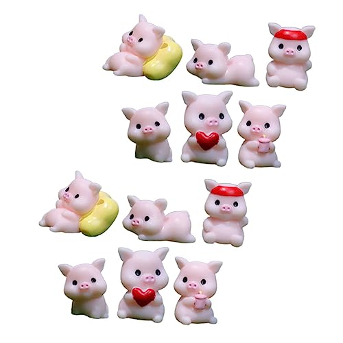 Toyvian 12 Stück Desktop-Ornament Tiere Auto Badespielzeug Krabbe Huhn Bank Coop Kaninchen Bastelset Tierfigur Miniaturen Schmücken Garten Kleine Statuen Rosa Harz von Toyvian