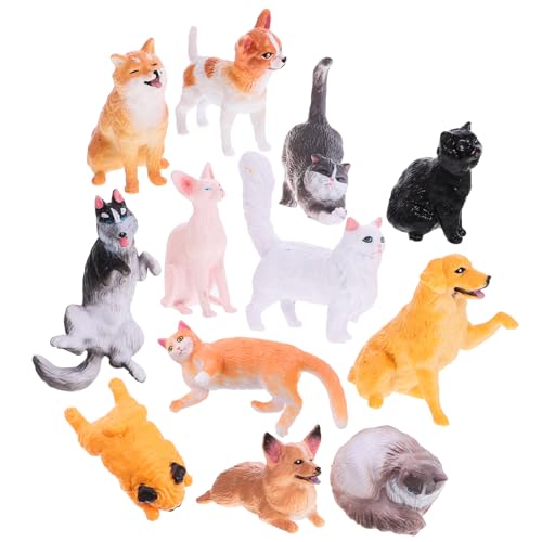 Toyvian 12 Stück Mini-Katzen- und Hundestatuen Leckerli-Spender- für Katzen Katzenminze kleine Haustierspielzeuge Katzenspielzeug Miniatur-Welpenfiguren Hundespielzeug Plastik von Toyvian