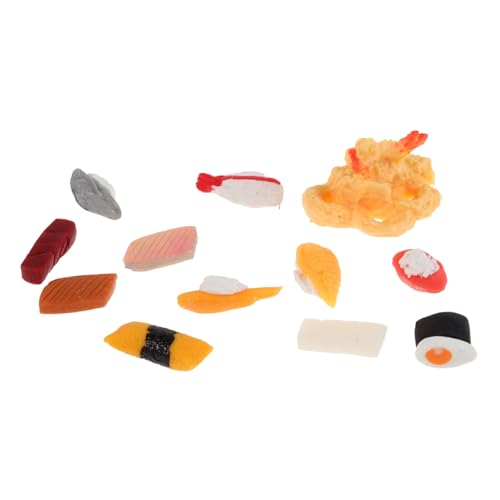 Toyvian Puppenhaus Miniatur Lebensmittelmodelle 12 Stück Mini Japanische Sushi Figuren für Schauküche Szene Requisiten Winzige Lebensmittel Ornamente von Toyvian