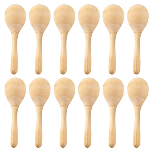 Toyvian 12 Stücke Mini Holz Festival Maracas Sand Unfertiges Holz Rumba Shaker Hämmer Ei Shaker Kinder Musikspielzeug Holz Maracas Rasseln Holz Karneval Maracas Kinder Rhythmus von Toyvian