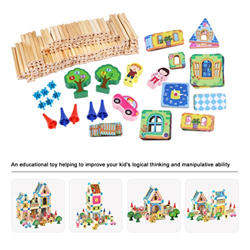 Toyvian 128St Puzzle Dekoration Schlafzimmer Safe Toy hausdeko wohnraumdeko wohnungsdeko hölzernes DIY-Hausmodell Holzhaus Modellbau aus Holz Colorful von Toyvian