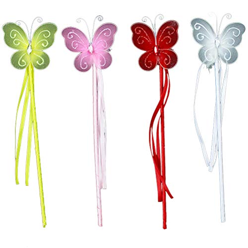 Toyvian 12Pcs Fee Prinzessin Zauberstäbe Butterfly Fairy Stick Fee Zauberstäbe für Kinder Mädchen verkleiden Sich Rollenspiele von Toyvian