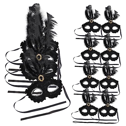 Toyvian 12St Ball Masken halloween masken halloweenmaske karnevalsmaske Masken für Mottopartys Schlag schlichte Maskerademaske Kostüm Kopfbedeckung anziehen Maskerade Masken Plastik Black von Toyvian