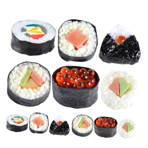 Toyvian 12St Sushi-Modell Japanisches Sushi Spielzeug Sushi Attrappe Sushi- Japanisches Spielzeug Essen Sushi-Präsentation Prop Essen simuliertes Essen simuliertes Sushi-Spielzeug PVC von Toyvian