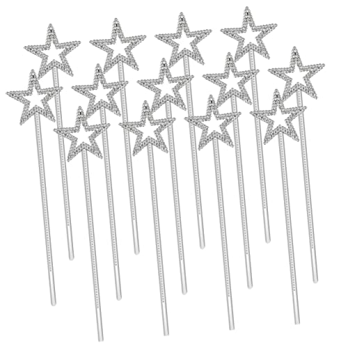 Toyvian 12St Zauberstab Fee Stern Bausatz Laterne Fairy Wand kinderkostüme Party Decoration glitzerstoff Costume Party -Requisiten Zauberstäbe für Plastik Silver von Toyvian