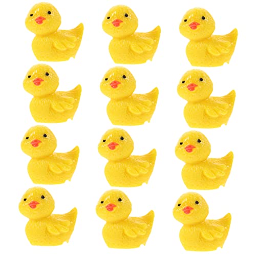 Toyvian 12St verdrehte Ente Cute Decor raumdeko Pflanzendekoration Kompakte Tierfiguren Room Decor for Mini-Feenfiguren kleine Enten aus Harz Minifiguren dekorieren Statue Yellow von Toyvian