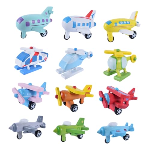 Toyvian 12 Teiliges Holzspielzeug Mini Flugzeug Set Buntes Lernspielzeug Für Ideales Pädagogisches Zur Der Motorischen Fähigkeiten Und Kreativität von Toyvian