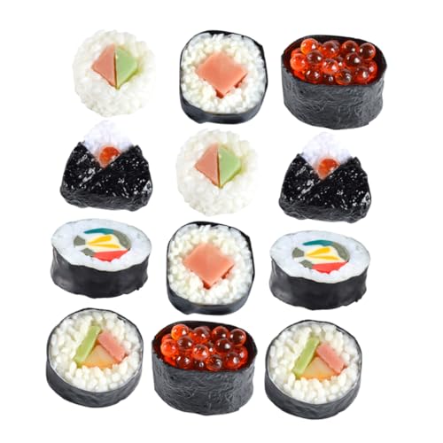 Toyvian 12st Nachgemachte Sushi-reisbällchen Simulation Onigiri-Modell Gefälschte Sushi-Fotografie-Requisiten Simulation Von Onigiri-Modellen Realistisches Sushi-Modell Foto-Requisiten PVC von Toyvian