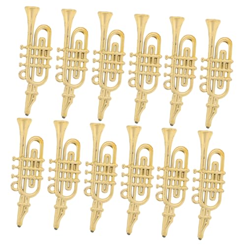 Toyvian 12st Weihnachtsdekoration Weihnachtsgirlande Saxophon Aus Kunststoff Kunststoffinstrumente Mini-Musikinstrument- Mini-posaunespielzeug Gefälschte Trompete Golden Plastik von Toyvian