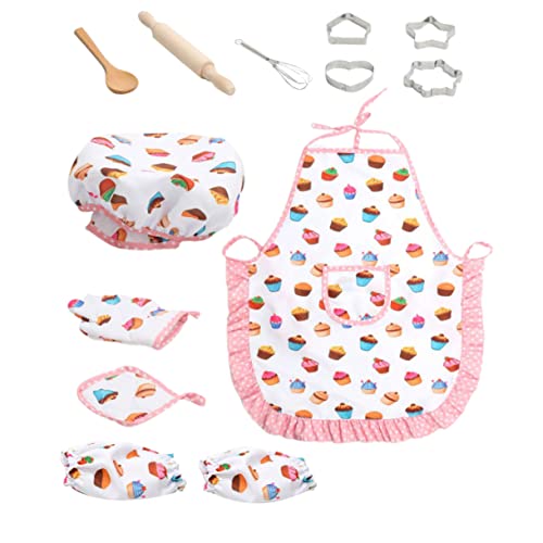 Toyvian 13St Lernspielzeug für Kleinkindspielzeug Kinderschürze und Kochmütze Kinderkoch geschirrset kinderküche Kitchen Set for Kind spielt Kinderspielzeug Bambus von Toyvian