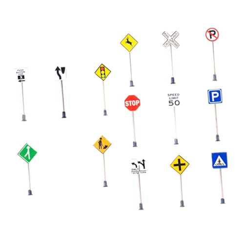 Toyvian 14 Stück Mikro Landschaftszubehör Mini Verkehrsschild Verkehrsschild Barrikade Dekoration Mini Verkehrsschild Mini Blinker Mini Zubehör Gehsignal Abs Plus Edelstahl von Toyvian