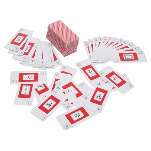 Toyvian 148 Stück Reise-Mahjong-Karten Mit 4 Würfeln Spielkarten 2024 Amerikanisch Chinesisch Mahjong-Spielset Lustige Mah-Jongg-Karten Großes Druck-Handheld-Pokerkarten-Heimtischspiel von Toyvian