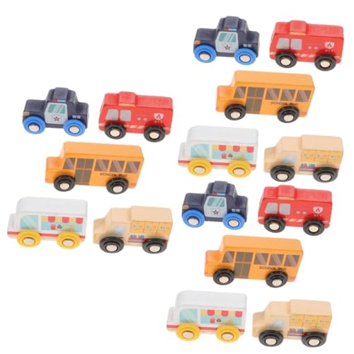 Toyvian 15 STK Szenenauto Aus Holz Kognitives Autospielzeug Für Kinder Holziges Spielzeug Mini-fahrzeugfiguren Kognitives Spielzeug Für Kinderautos Spielzeug Für Kinderfahrzeuge Hölzern von Toyvian