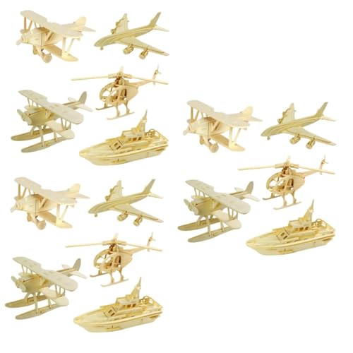 Toyvian 15 STK Dreidimensionales 3D-Holzpuzzle Puzzle-Spielzeug Flugzeugspielzeug für Kinder Toy Set zabawki stymulujące rozwój Rätsel 3D-Puzzles für Kinder Flugzeugpuzzles aus Holz Bambus von Toyvian