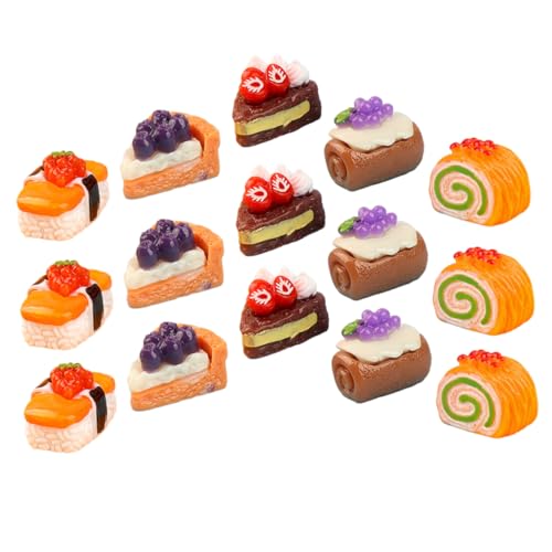 Toyvian 15 Stück Simulierter Obstkuchen Dessertringe Dekoration Mini-Kuchen-Modell Künstliche Nahrungsstütze Kuchen Aus Dem Puppenhaus Mini- -küchenzubehör Mini-Dessert Harz von Toyvian