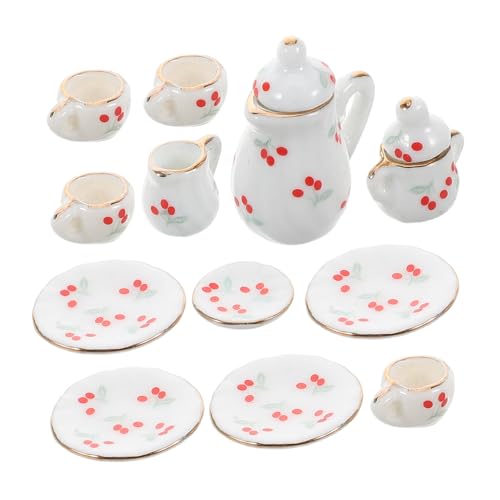 Toyvian 15 Teiliges Puppenhaus Miniatur Teeservice Für Porzellan Teetasse Und Teller Set Für Puppenhaus Küchenzubehör Und Teeparty von Toyvian