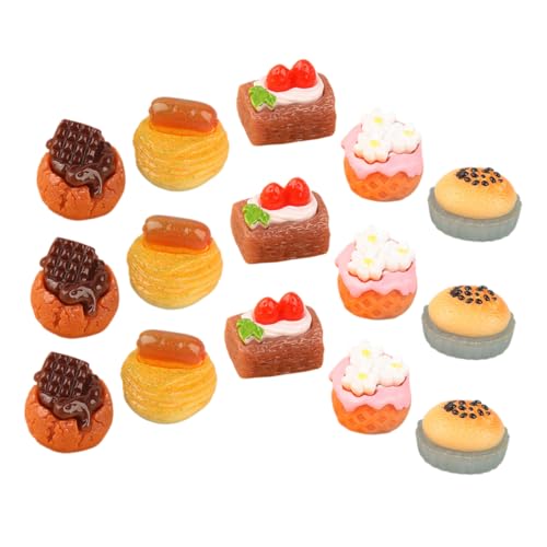 Toyvian 15st Minikuchen Mini-kuchenverzierung Mini-hausdekoration Mini-dessertkuchen-dekor Dessert-Modell-dekor Mini-Kuchen-Modell Gefälschter Dessertkuchen Mini- -küchenzubehör Harz von Toyvian