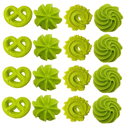 Toyvian 16St Keks-Modell spielzeuge für Lebensmittel-Attrappen tortendekoration Plätzchen Lebensmitteldekor Mousse künstlicher Keks vorgeben Keksspielzeug PVC Green von Toyvian