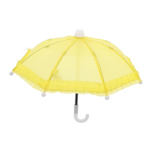 Toyvian 18 Puppenschirm Mini-Regenschirm Miniaturschirm Regenschirme Masse Puppenwagen puppenhauszubehör Puppen-Accessoire Miniatur-Spielzeugschirm Puppenhausspielzeug Metall Yellow von Toyvian