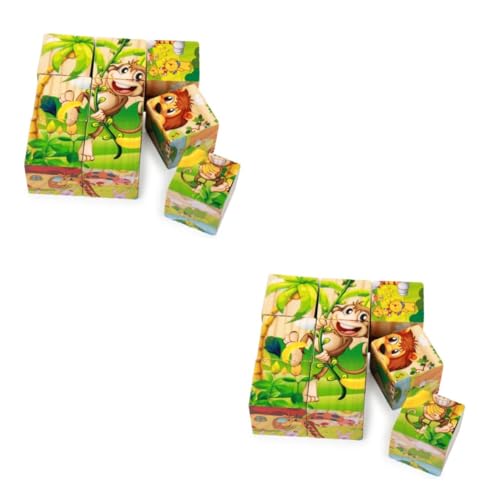 Toyvian 18 STK Spielzeugblöcke Kinder holzpuzzle Kinder holzspielzeug Waldtier Holzspielzeug Spielzeuge Puzzle-Spielzeug Blöcke für Kinder hölzern sechsseitige Malerei Bambus von Toyvian