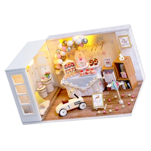 Toyvian 1Stk Miniaturen mach es Mini Minihaus für Bausatz Bausätze DIY Kits bastelmaterial für Handgemachtes Modellhaus kreative Mini- Miniaturhaus hölzern von Toyvian