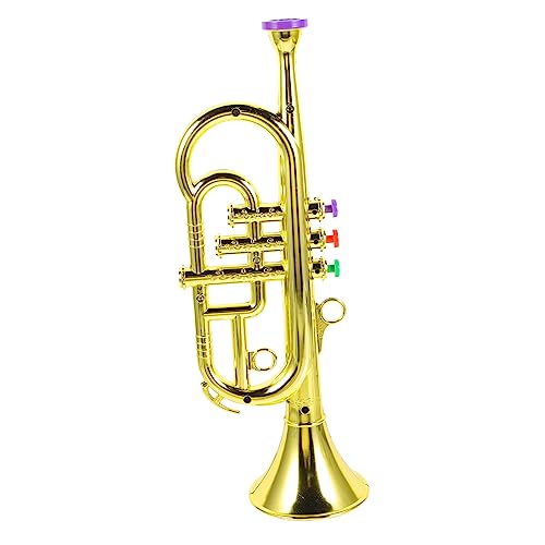 Toyvian 1Stk Trompetenspielzeug mit DREI Tönen Nachahmung Trompete Instrumentenspielzeug trompete kinderinstrumente pädagogisches Musikinstrument- Überzug Golden von Toyvian