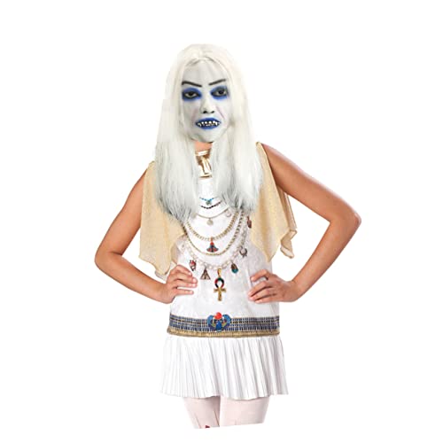 Toyvian 1Stk Weißhaarige Hexenmaske gefälschte Kostüme beängstigend Halloween-Tricks halloween costume halloween kleidung Halloween-Kostüm Geistermaske mit langen Haaren Emulsion von Toyvian