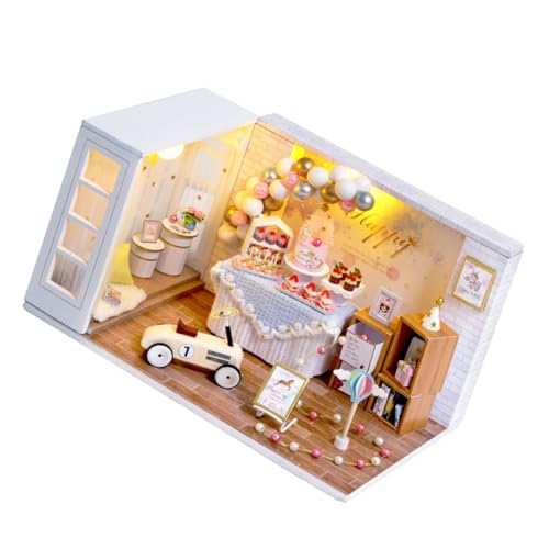 Toyvian 1Stk handgemachtes Miniatur Kinderhaus tragbares Puppenhaus DIY Kits bastelmaterial für Kinder Mini- zum Selbermachen handgemachtes Minihaus hölzern von Toyvian