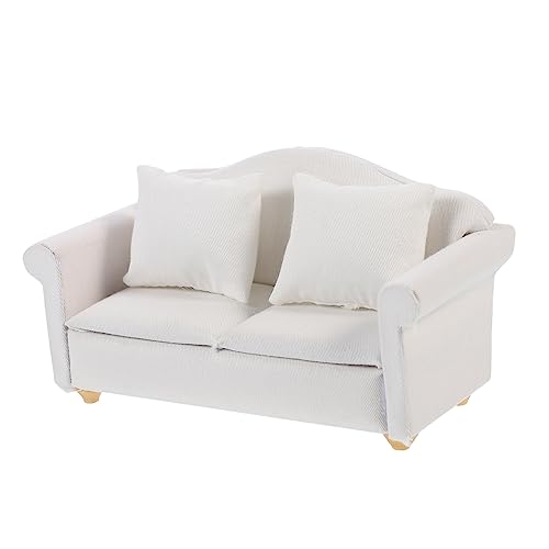 Toyvian 1stk Mini-Sofa Strauß Miniatur-puppenstubencouch Ästhetisch Puppenhausmöbel Liebesplatz Zweisitzer-Couch Puppenhäuser Miniaturmöbel Mini-landschaftssofa Holz Weiß von Toyvian