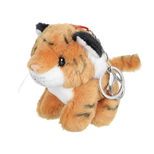 Toyvian 1stk Tiger Schlüsselanhänger Hamster Ausgestopft Animal-Slap-armbänder Lappen Puppe Zubehör Kette Plüsch Tasche Tiere Gothic Charme Tiger-anhänger Pp Baumwolle Orange von Toyvian