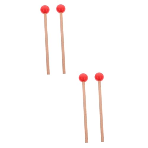 Toyvian 2 Paar Marimbaschlägel musikinstrumente Schlagzeug Xylophon Schlägel Musik-Drumsticks Marimba Schlägel Schlaginstrument Marimba-Trommelstock Trommelstöcke Buchenholz rot von Toyvian