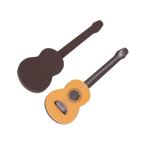 Toyvian 2 STK Desktop-holzminiaturen Spielzeug Gitarre Puppenhaus Figur Miniaturinstrumente Miniatur Gitarre Selber Bauen Mini-Gitarre Miniatur-musikgitarre Minigitarren-Desktop Hölzern von Toyvian