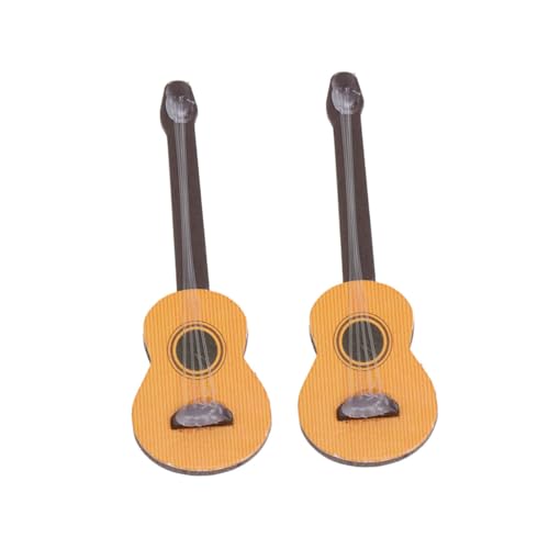 Toyvian 2 STK Mini-Gitarre Aus Holz Mikro-landschaftsstatue Puppenhauszubehör Spielzeug Gitarre Miniaturmöbel Mini-musikinstrumente Mini-gitarrenspielzeug Puppenhaus Tapete Bambus von Toyvian