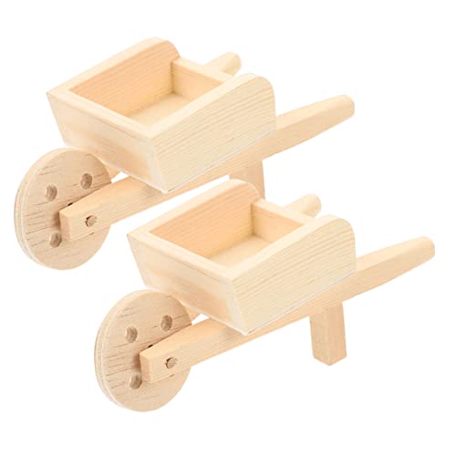 Toyvian 2 STK Mini-Wagen Zubehör Rad Bausätze Puppe Mini- Matschig Figuren Miniaturen Waggons Zauberer Lenkrollen Bausatz Modelle Von Minikarrenkarren Mini-schubkarren Holz von Toyvian