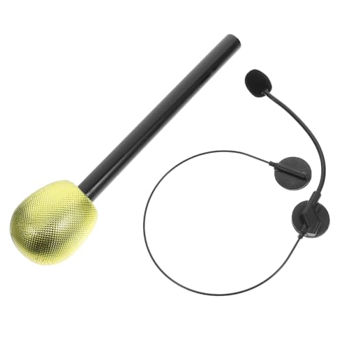 Toyvian 2 STK Promi-Kleid Retro-Mikrofon Zubehör Mikrofon Retro-Kopfhörer Gesang Mikrofon Falsches Mikrofon Mikrofon-Requisite-Headset Mikrofon-Requisiten im Retro-Stil Plastik Golden von Toyvian