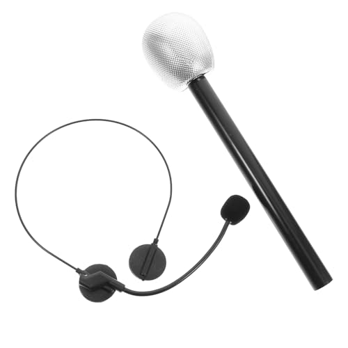 Toyvian 2 STK Promi-Kleid Zubehör Mikrofon Abschlussball-Mikrofon Rock-Mikrofon Fake-Mikrofon-Set Mikrofon Kopfhörer gefälschtes Kopfmikrofon Sänger-Headset-Kostüm Plastik Silver von Toyvian