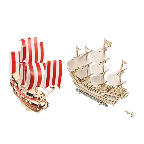 Toyvian 2 Sätze 3D-segelpuzzle 3D-Segelschiff-Puzzle- Basteln Für Erwachsene Zusammengebautes Spielzeugmodell Modellboote Zum Bauen Für Erwachsene Rätsel Für Erwachsene Holz von Toyvian