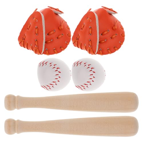 Toyvian 2 Sätze Baseball-Anzug Puppenhauszubehör Miniatursport-baseballschläger Matschiger Baseball Puppenhaus-miniaturen Miniatur-puppenhaus-bausatz Baseball-leckereien Hölzern von Toyvian