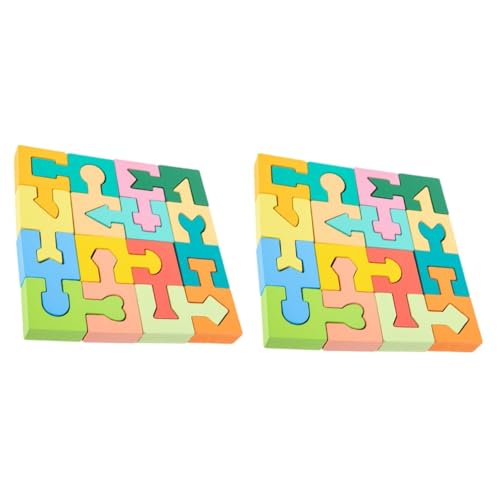 Toyvian 2 Sätze Form passende Blöcke Kinder Puzzle Kinder rätsel Shapes Puzzle beemysafe dexte Kinderspielzeug Kleinkind-Puzzle Spielzeug aus Holzblöcken Kinder Bauen Spielzeug hölzern von Toyvian