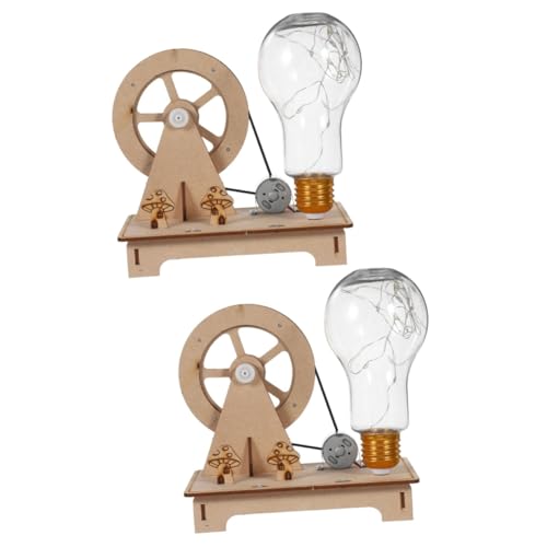 Toyvian 2 Sätze Generatorlampe Tragbare Stromgeneratoren DIY Handgenerator Wissenschaftliche Experimente Für Kinder Manuelles Generator-Spielzeug Stromgenerator Mit Handkurbel Birke von Toyvian