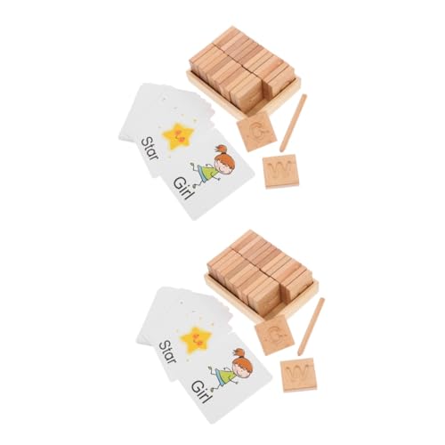 Toyvian 2 Sätze Karten zum Durchzeichnen von Buchstaben Lernspielzeug für Vorschulkinder Buchstaben Lernspielzeug Alphabet-Spielzeug Alphabet-Rechtschreibspielspielzeug Puzzlematte Holz von Toyvian