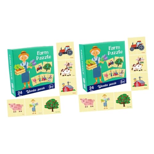 Toyvian 2 Sätze Kognitives Rätsel der Erleuchtung Kinder Puzzle rätselbuch Kinder gedächtnis Kleinkindblöcke Kinderpuzzle Spielzeug Cartoon-Puzzles aus Holz Kleinkind rätsel Colorful von Toyvian