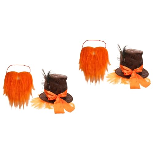 Toyvian 2 Sätze Pfauenfeder Orange Karneval Partyhüte Schnurrbart Piraten-partyhüte Halloween-cosplay-requisiten Karneval Hut Dekor Gefälschte Piratenbärte Karnevalshut Ledertuch von Toyvian