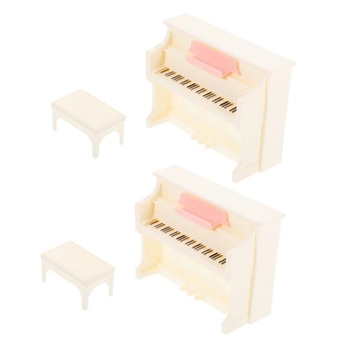 Toyvian 2 Sätze Puppenhaus-Klavier Klavier Für Minihaus Puppenhaus Klavier Und Hocker Miniatur-hausmöbel Puppenhaus Musikinstrument Puppenhaus Zubehör Mini Mini-hausklavier Beige Plastik von Toyvian