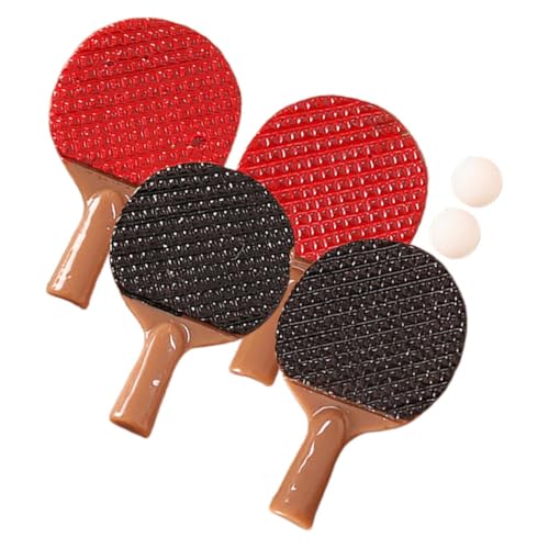 Toyvian 2 Sätze Puppenhaus Mini Tischtennisschläger Tischtennis Spielzeug Mini-Tischtennis-Set Mini Tischtennisball kleine Foto-Requisiten Modell eines Mini-Tischtennisschlägers Harz von Toyvian